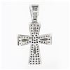 Image 3 : Men's Large 14k White Gold 11.28 ctw Invisible Set Princess Diamond Cross Pendan