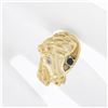 Image 3 : Estate 14K Yellow Gold Detailed Horse Head Band Ring w/ 0.10 Diamond & Sapphire