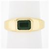 Image 9 : Unisex NEW 14k Yellow Gold .64 ctw Sideways Bezel Set Green Emerald Solitaire Ri