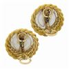 Image 6 : Vintage 18K Gold Large Mabe Pearl Diamond Halo Twisted Wire Work Button Earrings