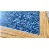 Image 3 : OAK AND POLISHED GRANITE TABLE  TOP ON BLACK METAL PEDESTAL APPROX 29"H X 28"L X24" W