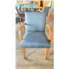 Image 2 : OAK AND UPHOLSTERED FABRIC CUSHIONED ARM CHAIR