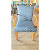 Image 2 : OAK AND UPHOLSTERED FABRIC CUSHIONED ARM CHAIR