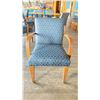 Image 2 : OAK AND UPHOLSTERED FABRIC CUSHIONED ARM CHAIR