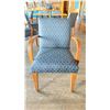 Image 2 : OAK AND UPHOLSTERED FABRIC CUSHIONED ARM CHAIR