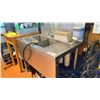 Image 2 : STAINLESS STEEL BAR SINK AND TUB WITH HOT COLD FAUCET AND DRAIN APPROX 36" L X 22" W X 40" H