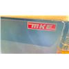 Image 2 : BLACK MKE 3 DOOR BAR COOLER WITH LIGHT WOOD TABLE TOP WITH METAL RACKING INSIDE