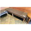 Image 3 : GROUP OF WAITING ROOM FURNITURE INCLUDES: SM WOOD TABLE, TWO CUSHION FABRIC, BENCHES
