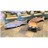 Image 4 : LARGE GROUP OF ASSORT WOOD DECOR, APPROX 8 WOODEN CRAVED SALMON VARIOUS SIZES