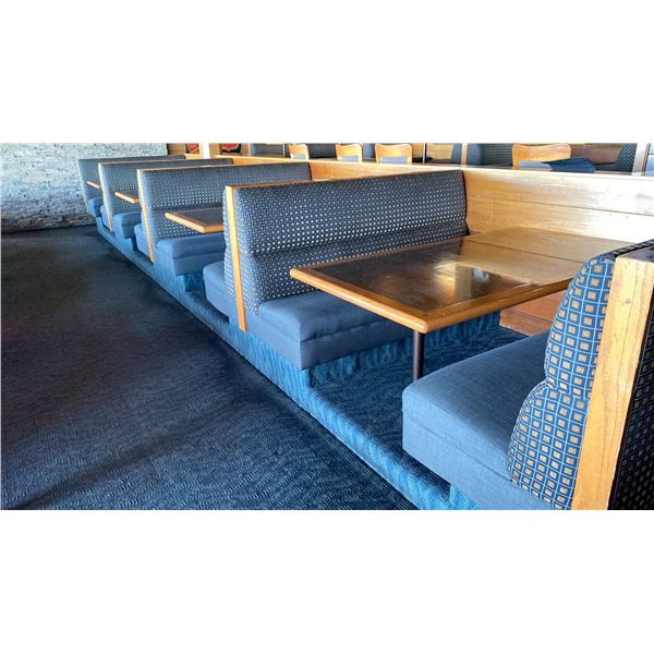 ROW OF 4 MOUNTED RESTAURANT SEATING BOOTHS BENCHES AND TABLES
