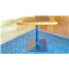 Image 2 : OAK TWO TONE TABLE WITH BLACK METAL PEDESTALS APPROX 28" L X 24" W X 29 " H