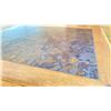 Image 3 : OAK TWO TONE TABLE WITH BLACK METAL PEDESTALS APPROX 28" L X 24" W X 29 " H