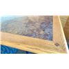 Image 3 : OAK TWO TONE TABLE WITH BLACK METAL PEDESTALS APPROX 28" L X 24" W X 29 " H