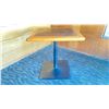 Image 2 : OAK TWO TONE TABLE WITH BLACK METAL PEDESTALS APPROX 28" L X 24" W X 29 " H