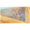 Image 3 : OAK TWO TONE TABLE WITH BLACK METAL PEDESTALS APPROX 28" L X 24" W X 29 " H