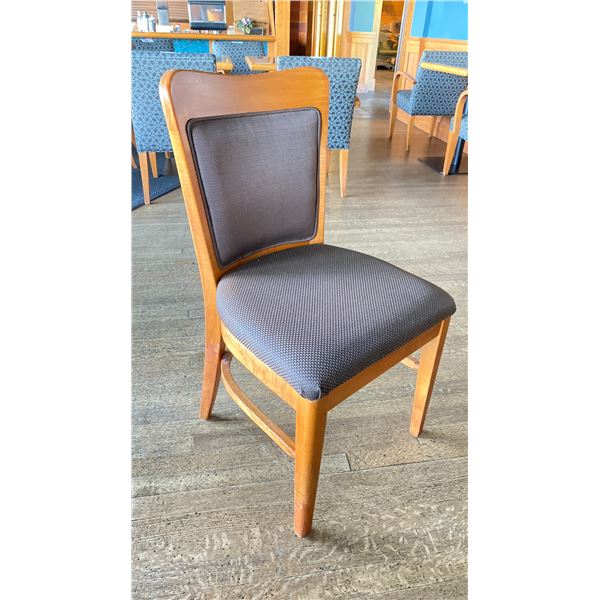 OAK DINING ROOM CHAIR WITH CUSHION GREEN SEAT AND BACK FABRIC