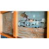 Image 3 : GROUP OF 4  MOUNTED AND SECURE ETCHED AND CARVED GLASS WITH SALMON MOTIF APPROX 32"L X 30 " W