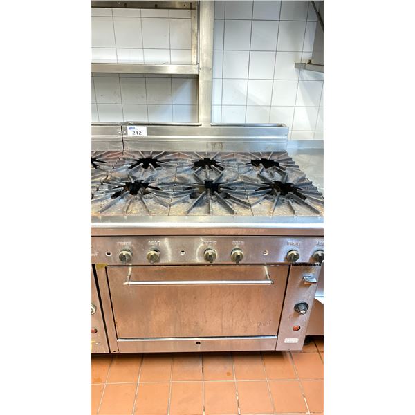 QUEST STAINLESS STEEL 6 BURNER GAS STOVE APPROX 41"H X 38"D X 37" W