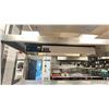 Image 5 : STAINLESS STEEL 7 DRAWER 2 DOOR COOLER PREP TABLE WITH METAL SHELVING ABOVE AND GLO RAY FOOD WARMER