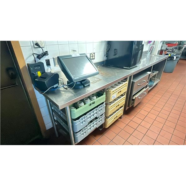 COMMERCIAL KITCHEN STAINLESS STEEL PREP TABLE WITH SMALL SINK 84"ACROSS X 24" WIDE X 36" HIGH