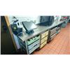 Image 1 : COMMERCIAL KITCHEN STAINLESS STEEL PREP TABLE WITH SMALL SINK 84"ACROSS X 24" WIDE X 36" HIGH