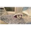 Image 4 : BAKER RACK, IRONING BOARD, BLACK & DECKER IRON, PLASTIC BIN OF WASH TOWELS