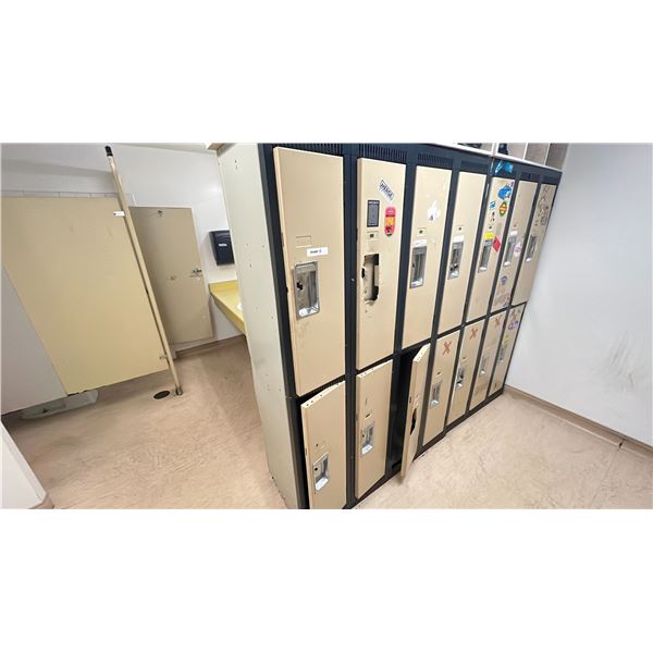 BAY OF LOCKERS, 2X 3 BAY LOCKERS WITH 6 DOORS & 2X 4 BAY LOCKER WITH 8 DOORS