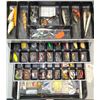 Image 1 : Loaded Fishing Tackle Box - Various Items in 3 tier USA Made Metal Box