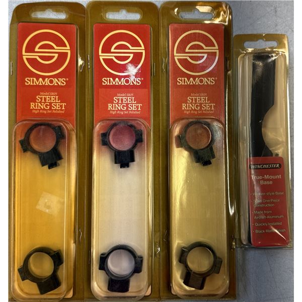 Simmons Steel Scope Rings High 1 inch - 3 sets Plus Rail for Savage NEW
