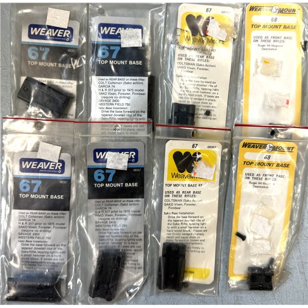 Weaver No 67 & 68 Scope Bases as Shown - 8 pc - NEW