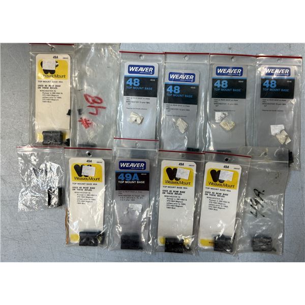 Weaver No 48 & 49A Scope Bases as Shown - 12 pc - NEW