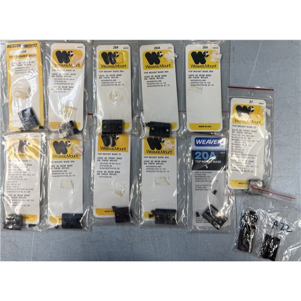 Weaver No 20A, 21, 22 & 22A Scope Bases as Shown - 13 pc - NEW
