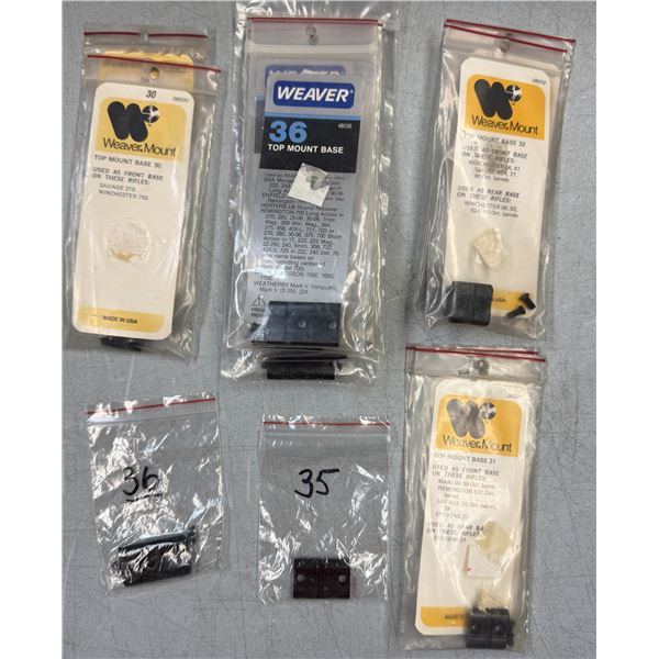 Weaver No 30, 31, 32, 35 & 36 Scope Bases as Shown - 14 pc - NEW