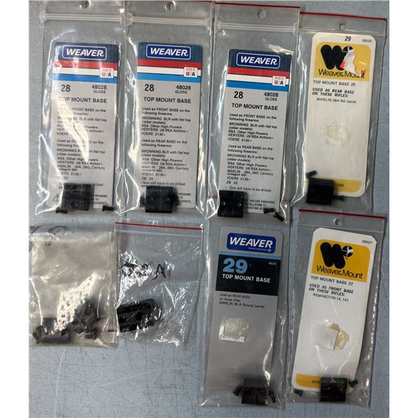 Scope Bases Weaver No 25, 27, 28, 28A & 29 as Shown - 9 pc - NEW