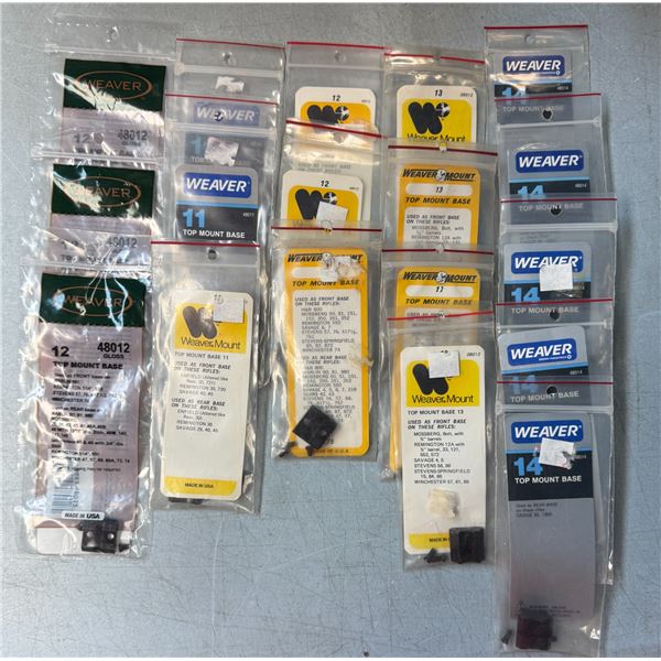 Weaver No 11, 12, 13 & 14 Scope Bases as Shown - 18 pc - NEW