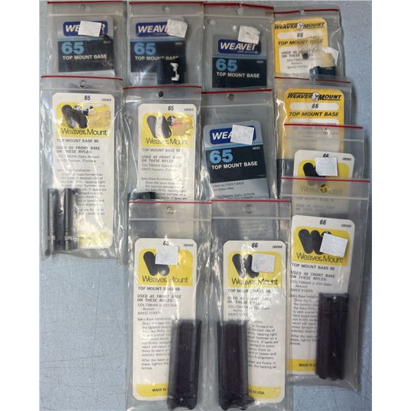 Weaver No 65 & 66 Scope Bases as Shown - 12 pc - NEW