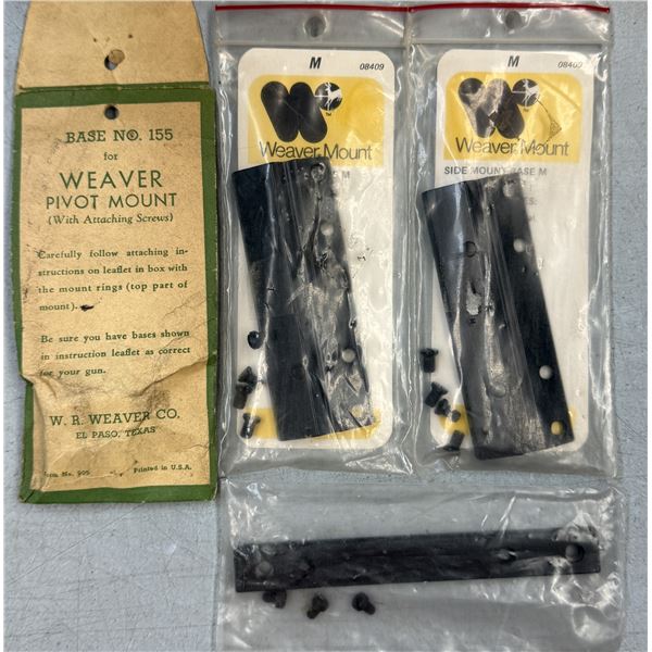 Weaver No 155 & Side Mt M Scope Bases as Shown - 4pc - NEW