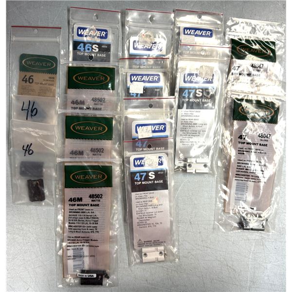 Weaver No 46, 46S, 47 & 47S Scope Bases as Shown - 15pc - NEW