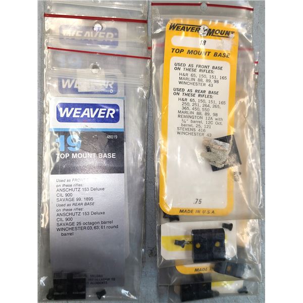 Weaver No 18 & 19 Scope Bases as Shown - 9 pc - NEW