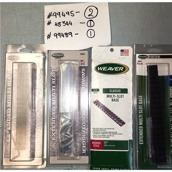 Weaver No 495, 344 & 489 Scope Bases as Shown - 4 pc - NEW