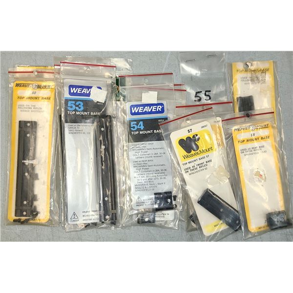 Weaver No 50, 53, 54, 55, 57, 58 & 59 Scope Bases as Shown - 13 pc - NEW