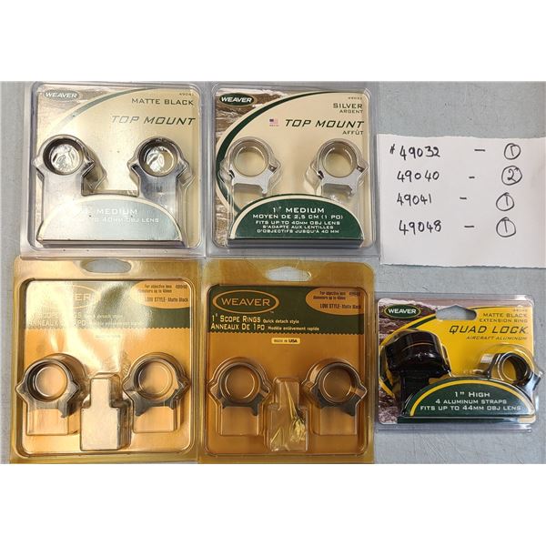 Weaver Scope Rings 1 inch - 5 pc Lot - NEW