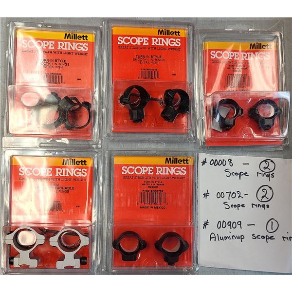 Millett Scope Rings 1 inch - 5 pc Lot - NEW