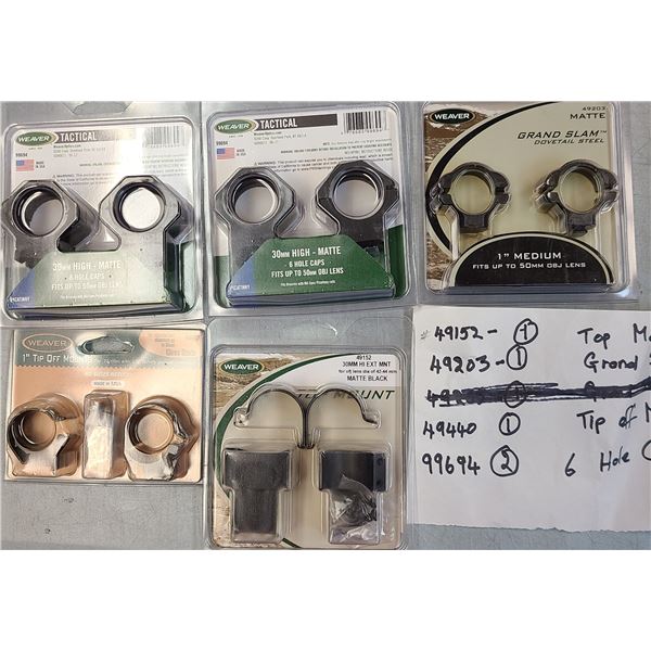 Weaver Scope Rings 30 mm - 5 pc Lot - NEW