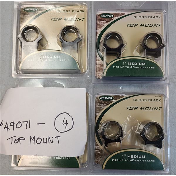 Weaver Scope Rings 1 inch - 4 pc Lot - NEW
