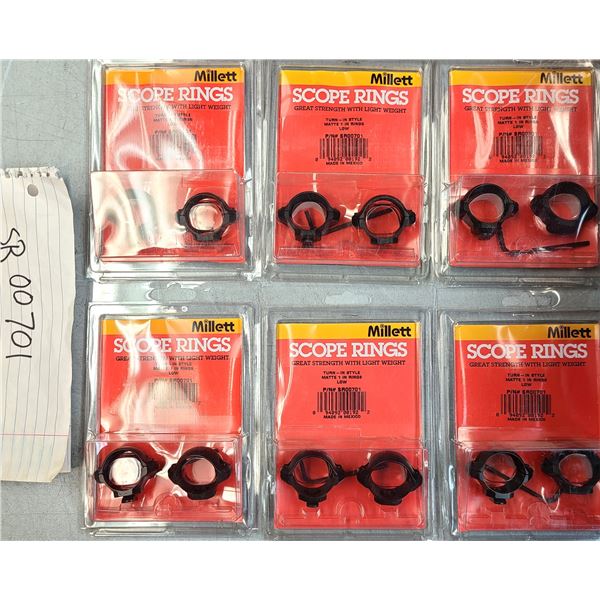 Millett Turn-In Scope Rings 1 inch - 6 pc Lot - NEW