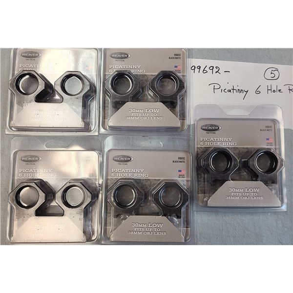 Weaver 6 Hole Scope Rings 30mm Low - 5 Sets - NEW