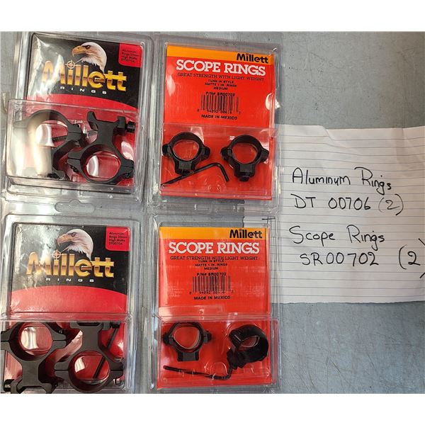 Millett Scope Rings 30mm & 1 inch - 4 pc Lot - NEW