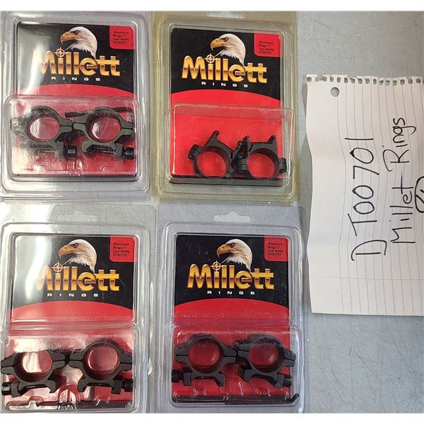 Millett Scope Rings Low 1 inch - 4 pc Lot - NEW
