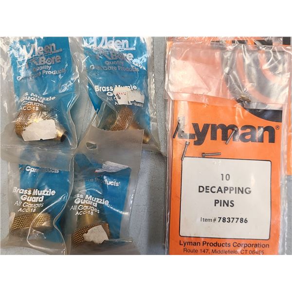 Lyman Decapping Pins x 40 + Kleen Bore Brass Muzzle Caps x 4 - NEW